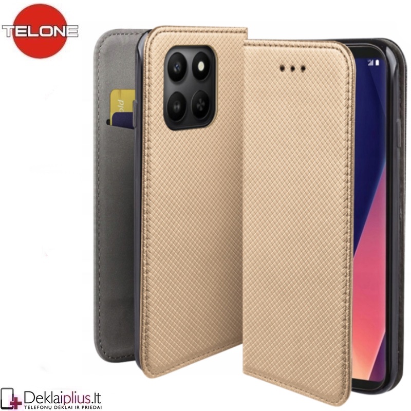 Telone atverčiamas dėklas - auksinės spalvos (Huawei Honor 400 Smart) Telone atverčiamas dėklas - auksinės spalvos (Huawei Honor 400 Smart)